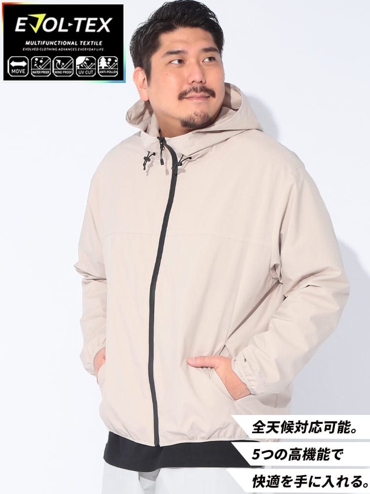 マウンテンパーカー EVOL-TEX 裏メッシュ アウター ジャケット ブルゾン ウィンドブレーカー 大きいサイズ メンズ