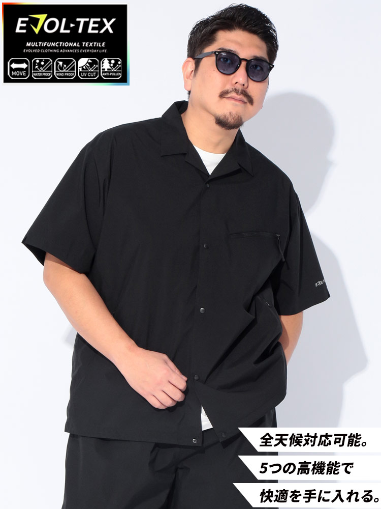 半袖シャツ EVOL-TEX 裏メッシュ ストレッチ テック 無地 スポーツ アウトドア 大きいサイズ メンズ