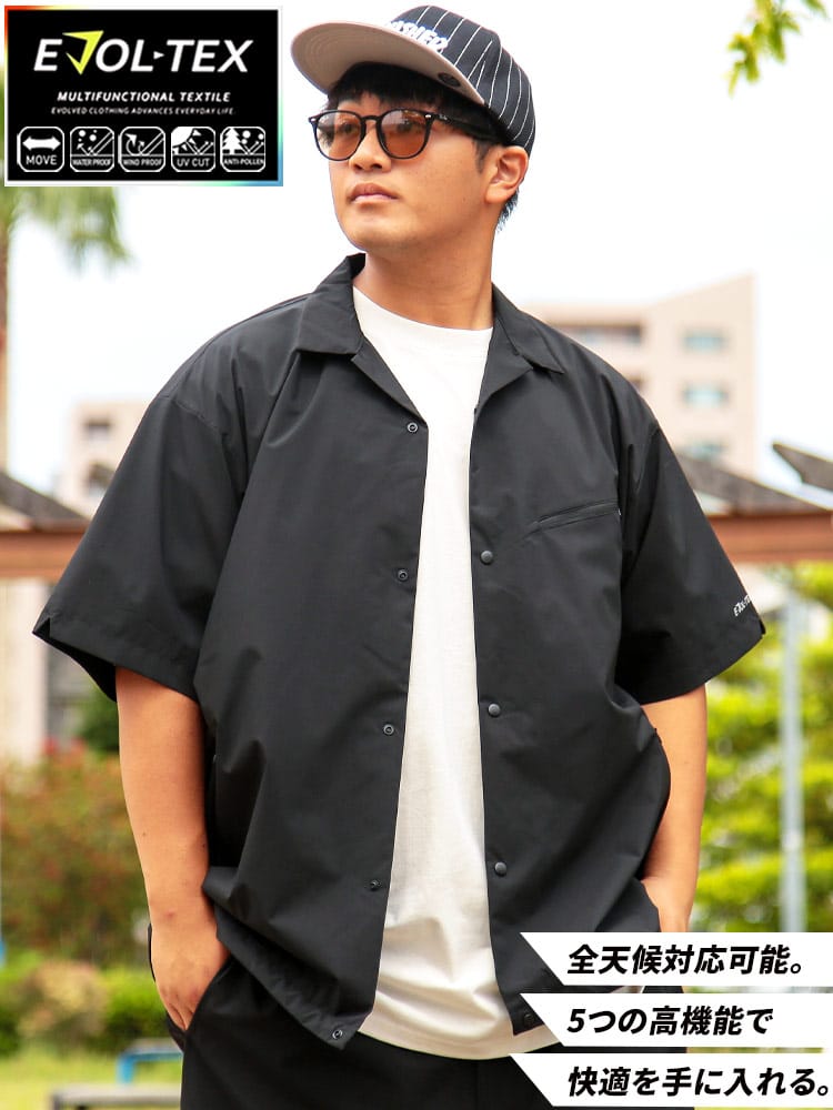 半袖シャツ EVOL-TEX 裏メッシュ ストレッチ テック 無地 スポーツ アウトドア 大きいサイズ メンズ