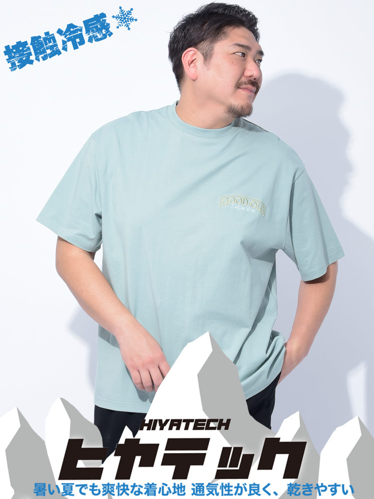 半袖 Tシャツ ヒヤテック USAコットン 刺繍 クルーネック トップス シンプル 春 夏 大きいサイズ メンズ