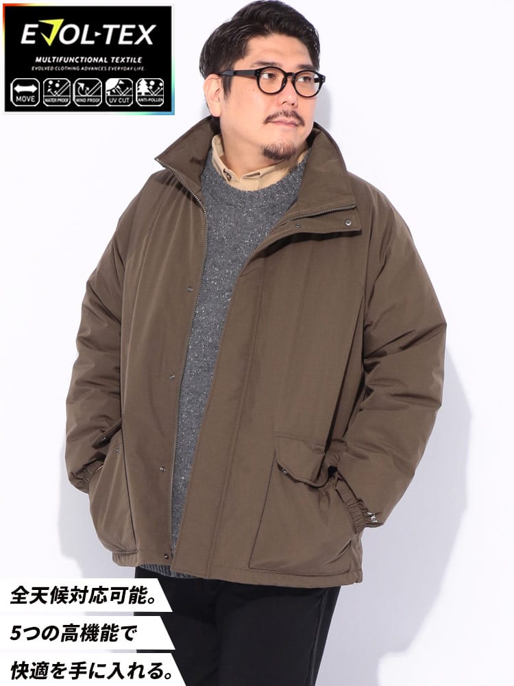 スマートダウン ブルゾン EVOL-TEX フルジップ アウター ジャケット スタンド 秋 冬 大きいサイズ メンズ