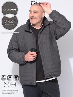 【WEB限定価格】ライトダウンジャケット パッカブル 撥水 軽量 防風 透湿 SORONA AURA ソロナオーラ 20Dナイロン アウター スタンドカラー ジップ 大きいサイズ メンズ