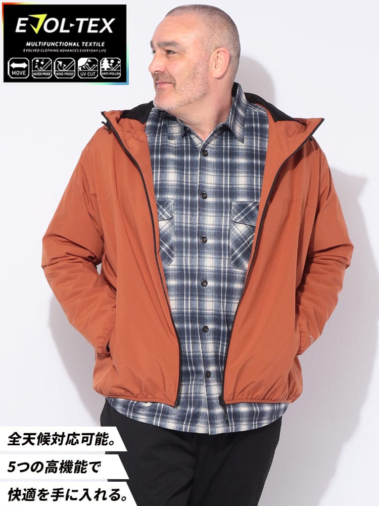 【WEB限定価格】ユーティリティパーカー EVOL-TEX 撥水 防花粉 フルジップ アウター ジャケット ブルゾン フード スポーツ アウトドア 春 秋 大きいサイズ メンズ