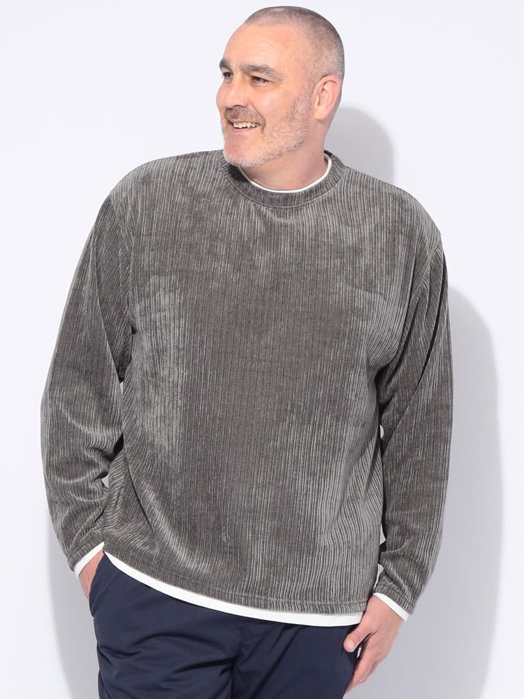 長袖 Tシャツ カットコール フェイクレイヤード クルーネック トップス カットソー ロンT 秋 冬 大きいサイズ メンズ