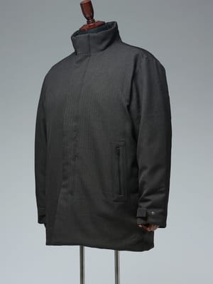 中綿 ミドルコート ヘリンボーン柄 スタンドカラー アウター 中綿コート ウールライク 大きいサイズ メンズ