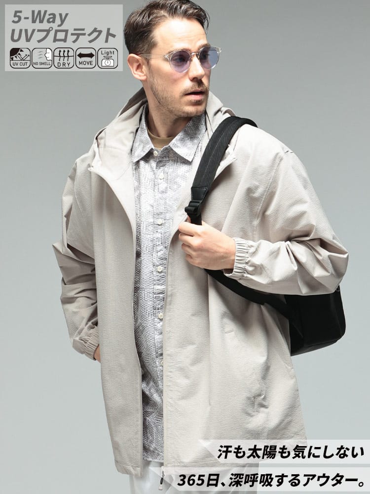 ジャケット メンズ 大きいサイズ サーパスウェーブ ストレッチ ドライ フルジップ ブルゾン アウター パーカー 軽量 UV対策 春 