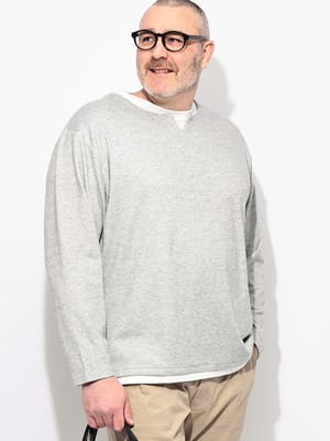 Tシャツ 長袖 メンズ 大きいサイズ メランジ フェイクレイヤード キーネック トップス カットソー ロンT 春 秋