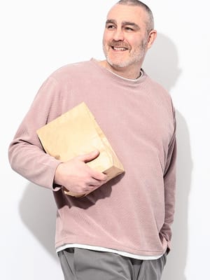 Tシャツ 長袖 メンズ 大きいサイズ モールジャガード フェイクレイヤード クルーネック トップス カットソー ロンT 春 秋