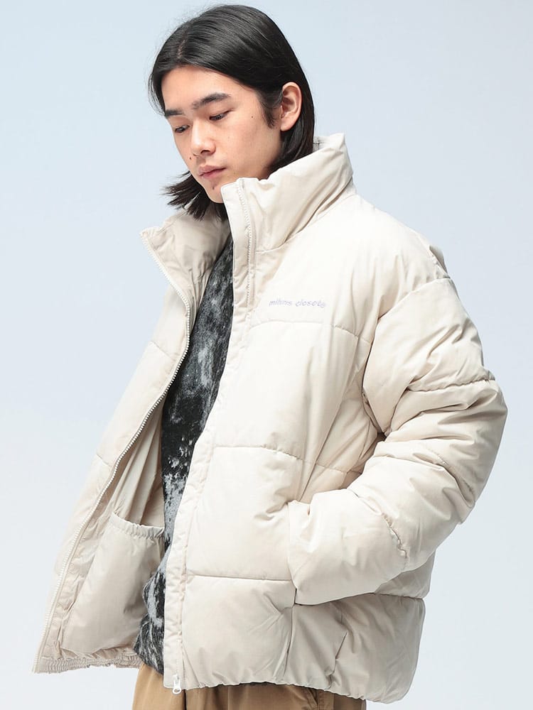 mihns closet (ミンズクローゼット) ボリュームブルゾン ストレッチ フルジップ 薄中綿 7452487B メンズ ユニセックス トップス アウター ジャケット ブルゾン スタンド フルジップ