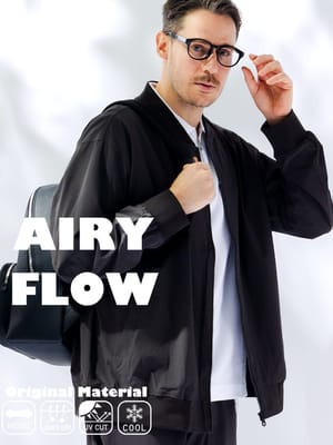 ジャケット メンズ 大きいサイズ AIRYFLOW ストレッチ 吸水速乾 UVカット 接触冷感 アウター フルジップブルゾン 春