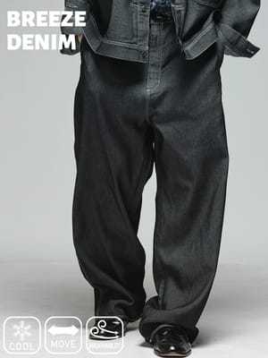 BREEZE DENIM デニムパンツ ペインターパンツ ストレッチ 接触冷感 ドライ ボトムス ジーンズ ワイドパンツ 春 夏 メンズ 大きいサイズ