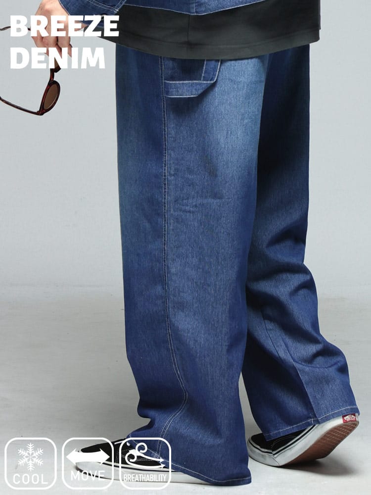 パンツ メンズ 大きいサイズ ストレッチ 接触冷感 通気性 ペインターパンツ デニムパンツ ボトムス ジーンズ ワイドパンツ 春 夏
