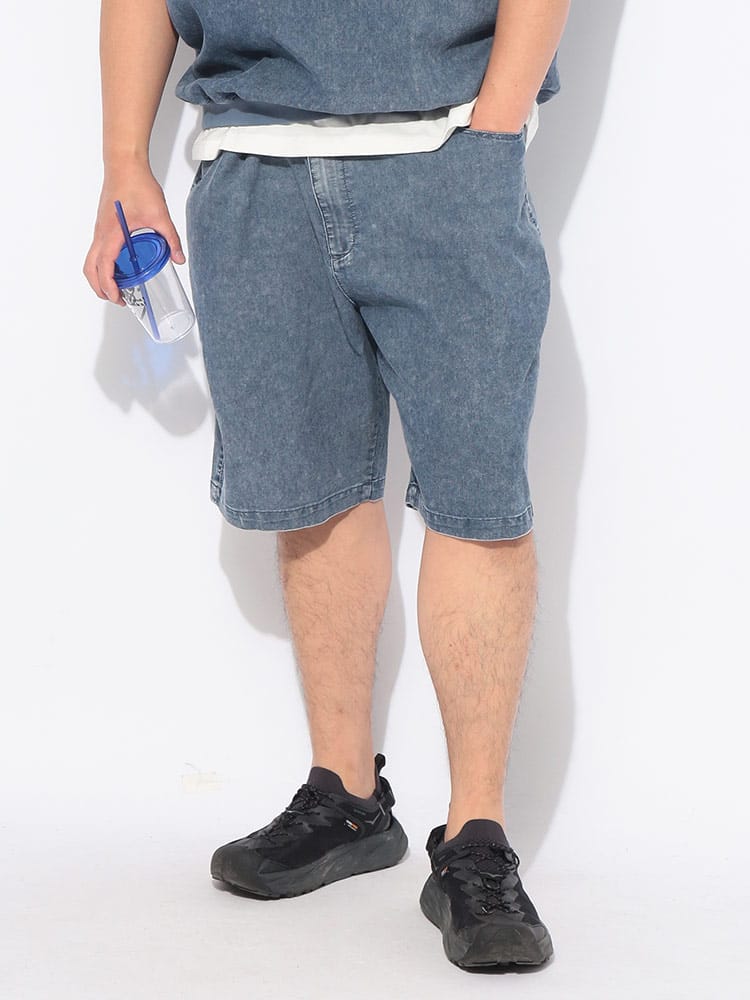 ショートパンツ メンズ 大きいサイズ BREEZE DENIM デニム ウエストコード ショーツ ボトムス 半ズボン ジップフライ 春 夏