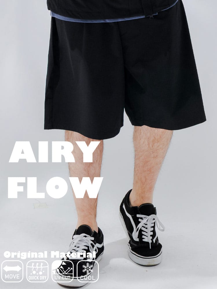 ショートパンツ メンズ 大きいサイズ AIRYFLOW ストレッチ 吸水速乾 UVカット 接触冷感 ショーツ ボトムス パンツ 半ズボン 涼しい 春 夏 