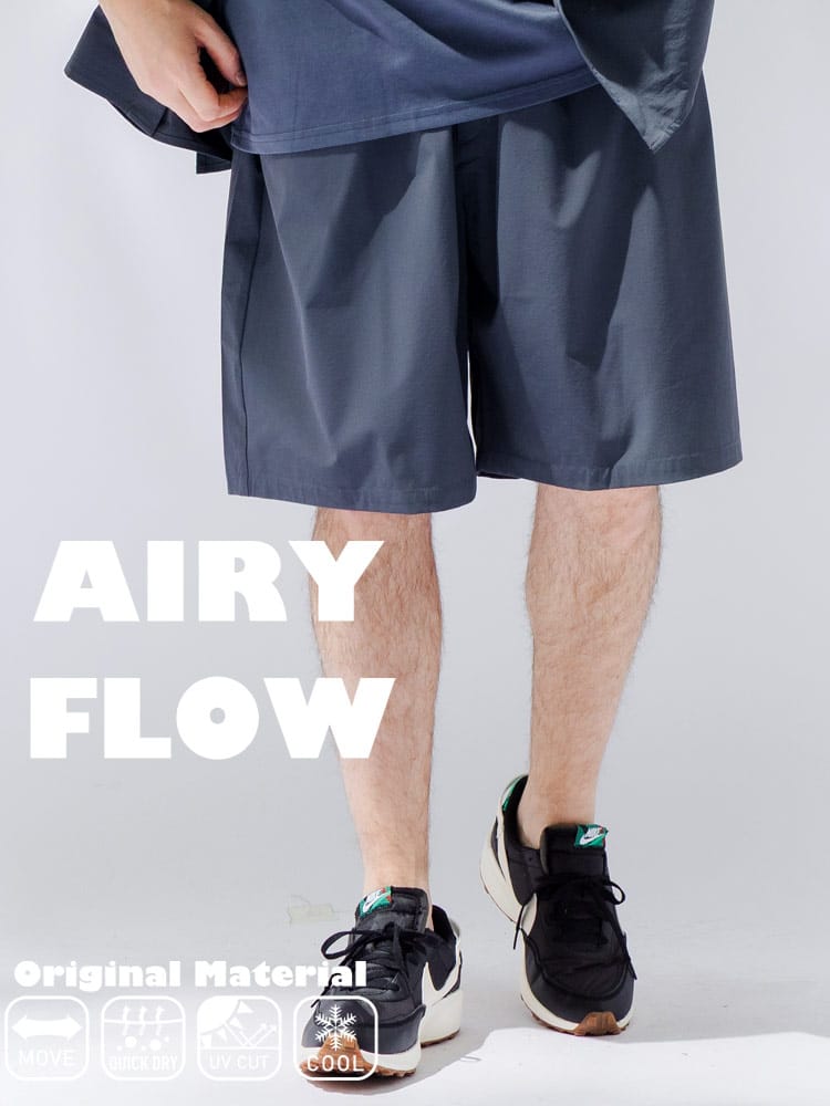 ショートパンツ メンズ 大きいサイズ AIRYFLOW ストレッチ 吸水速乾 UVカット 接触冷感 ショーツ ボトムス パンツ 半ズボン 涼しい 春 夏 