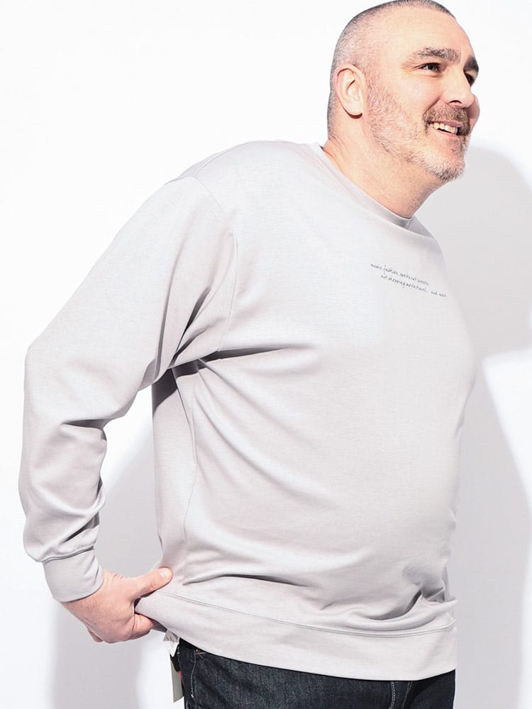 トレーナー 長袖 メンズ 大きいサイズ ふわかる Wフェイスポンチ クルーネック トップス カットソー ロンT 春 秋