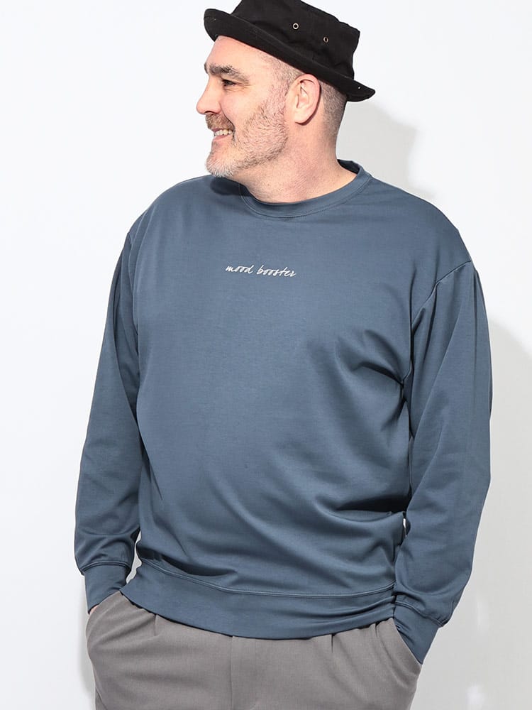 トレーナー 長袖 メンズ 大きいサイズ ふわかる Wフェイスポンチ クルーネック トップス カットソー ロンT 春 秋