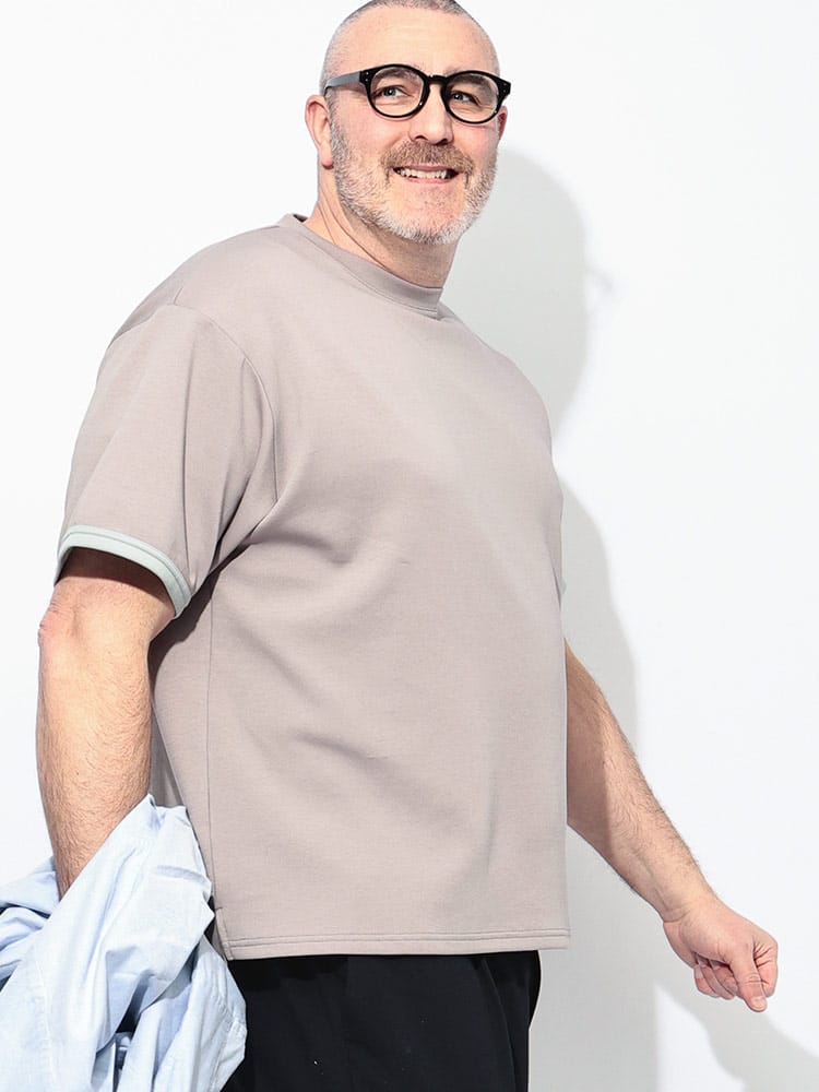 Tシャツ 半袖 メンズ 大きいサイズ ふわかる Wフェイスポンチ クルーネック トップス カットソー 軽い ストレッチ 春 夏