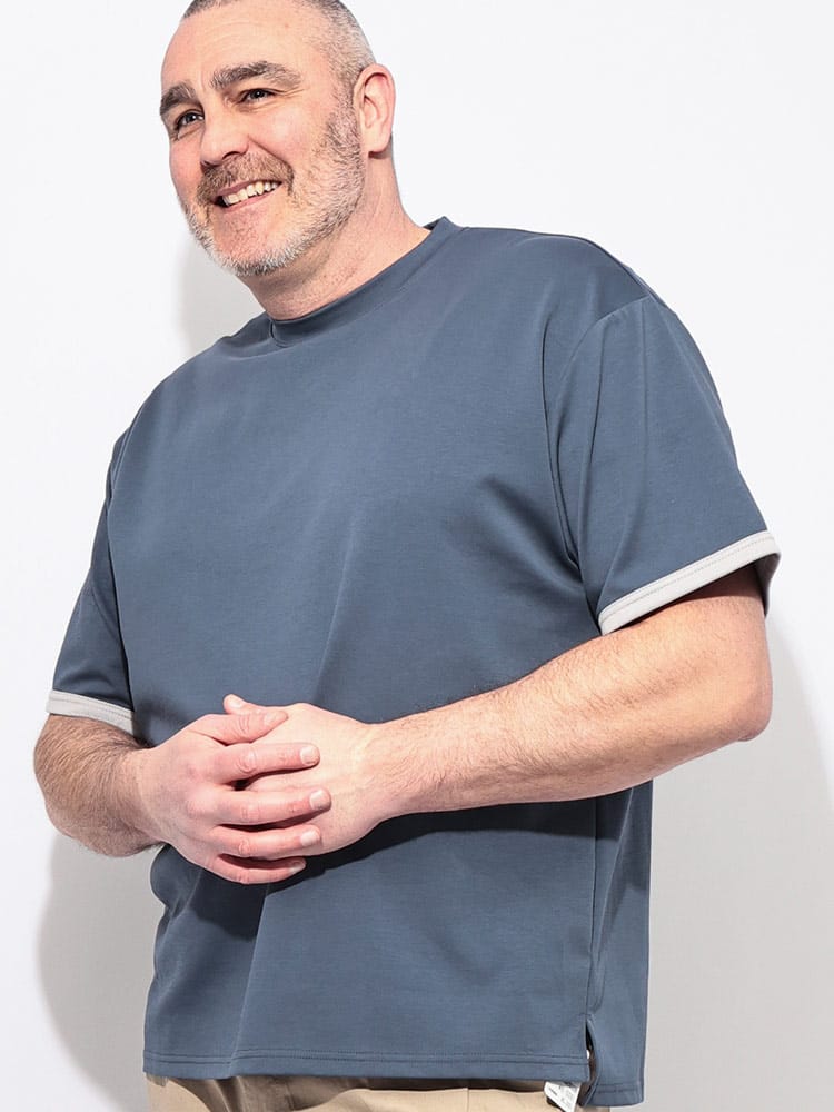 Tシャツ 半袖 メンズ 大きいサイズ ふわかる Wフェイスポンチ クルーネック トップス カットソー 軽い ストレッチ 春 夏