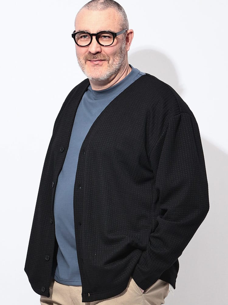 カーディガン 長袖 メンズ 大きいサイズ ブロックジャガード Vネック トップス カーデ 羽織 ボタン 春 秋