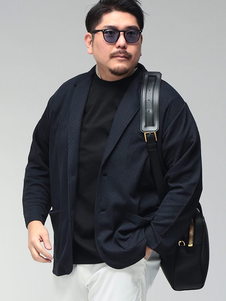 ジャケット メンズ 大きいサイズ ランダムジャガード シングル テーラード アウター ニットジャケット きれいめ 春 秋