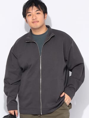 ジャケット メンズ 大きいサイズ 杢ダンボール フルジップ ブルゾン アウター スタンド ジップ 無地 春 秋