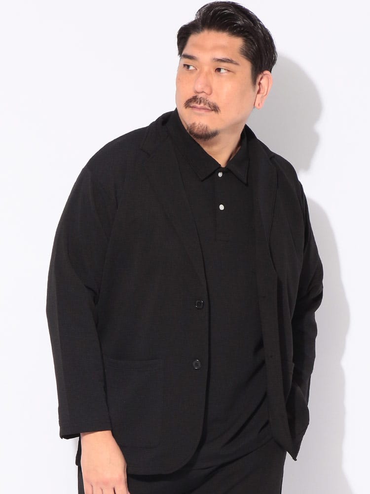ジャケット シングル メンズ 大きいサイズ 快ラクWEAR DRYリップル 2つボタン テーラード アウター ジャージ ラフ