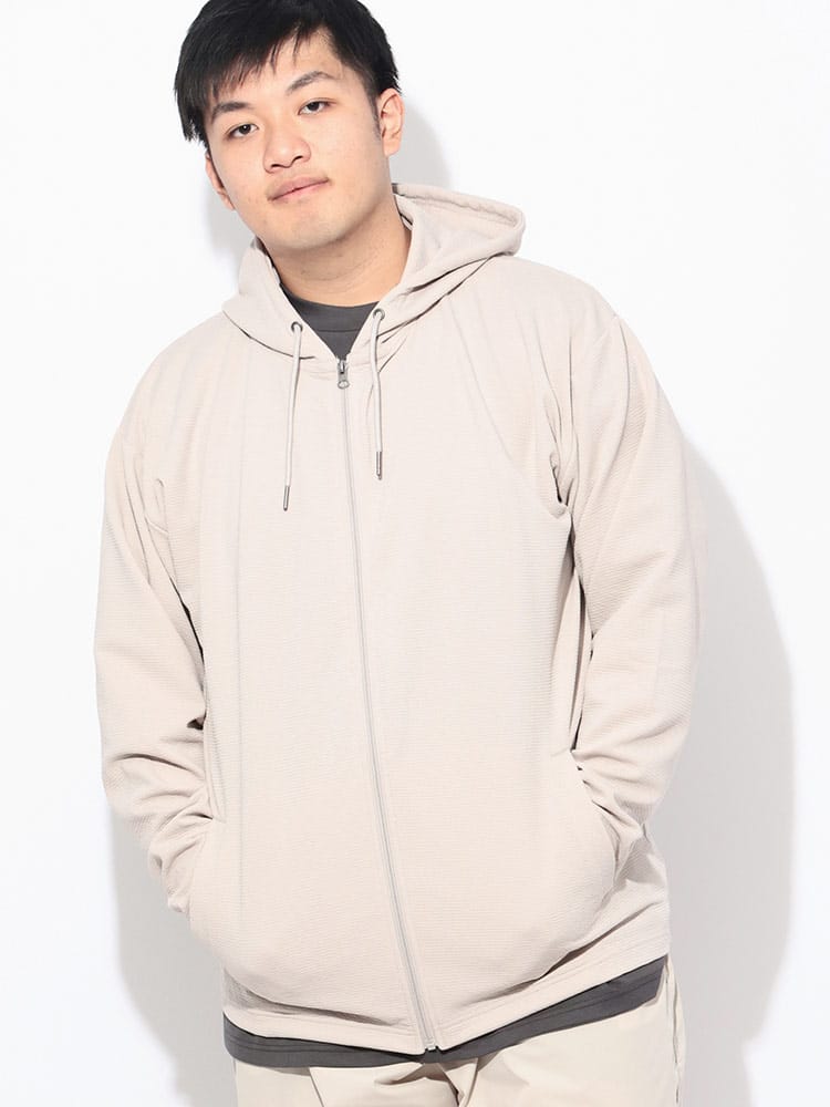 パーカー 長袖 メンズ 大きいサイズ 快ラクWEAR フルジップ トップス フード 羽織 ストレッチ 春 夏