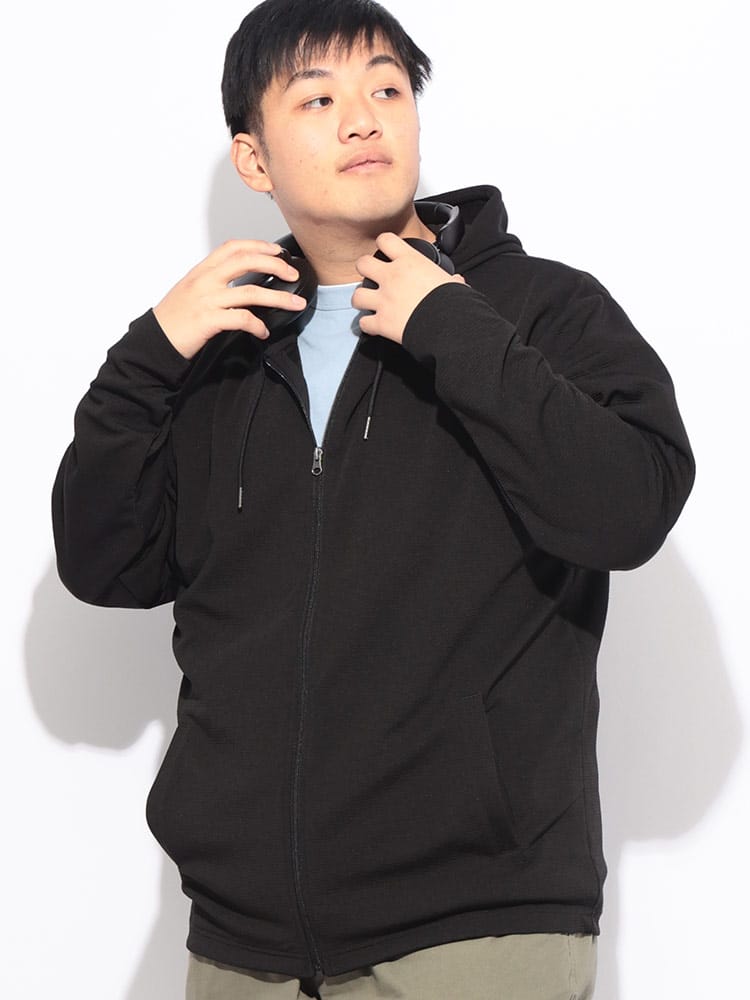 パーカー 長袖 メンズ 大きいサイズ 快ラクWEAR フルジップ トップス フード 羽織 ストレッチ 春 夏