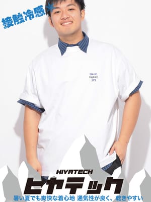 Tシャツ 半袖 メンズ 大きいサイズ ヒヤテック USAコットン ワンポイント刺繍 クルーネック トップス 涼しい シンプル 春 夏