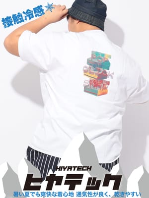 Tシャツ 半袖 メンズ 大きいサイズ ヒヤテック USAコットン アートプリント クルーネック トップス 涼しい プリント 春 夏