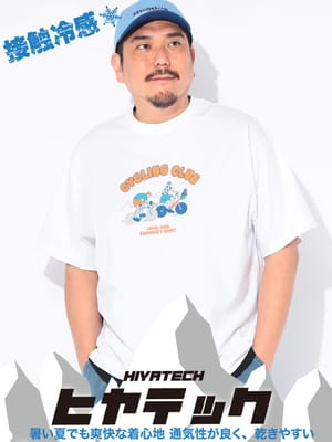 Tシャツ 半袖 メンズ 大きいサイズ プリント クルーネック ヒヤテック USAコットン トップス カジュアル 春 夏