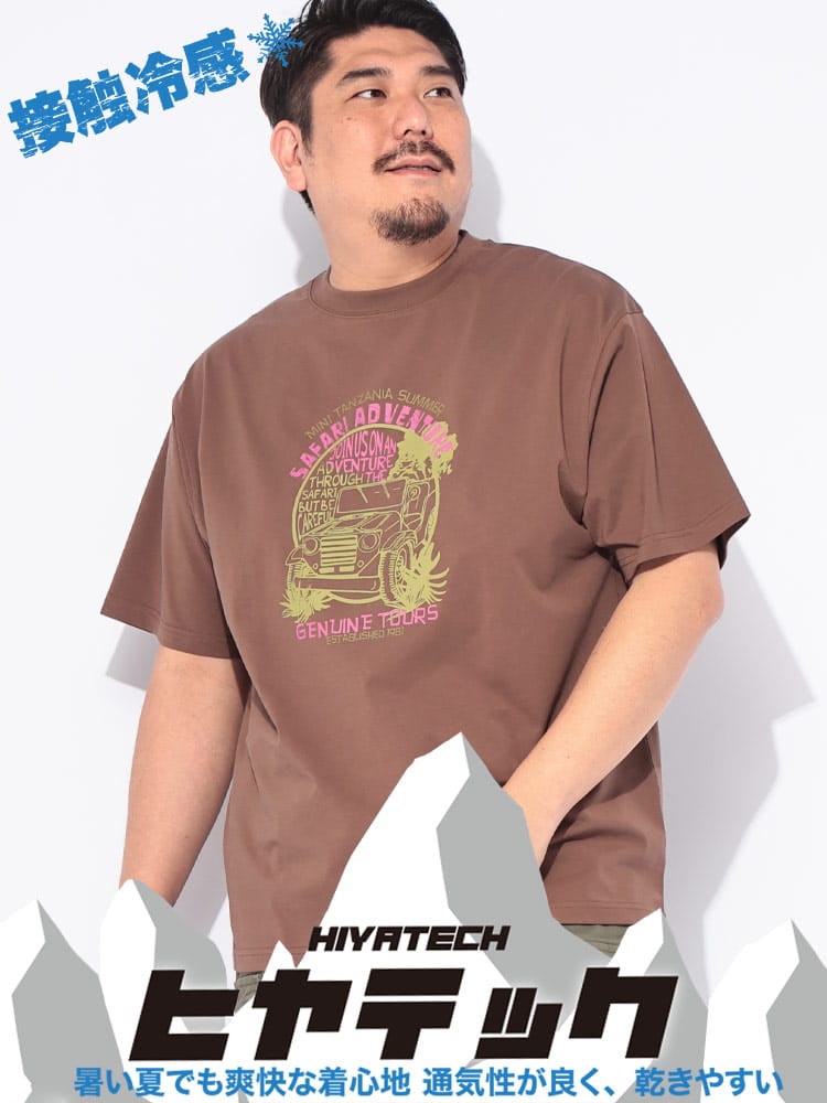 Tシャツ 半袖 メンズ 大きいサイズ プリント クルーネック ヒヤテック USAコットン トップス カジュアル 春 夏