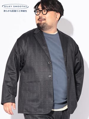 テーラードジャケット メンズ 大きいサイズ 柄 SILKY SMOOTHY アウター ジャケット ブレザー きれいめ 秋 冬