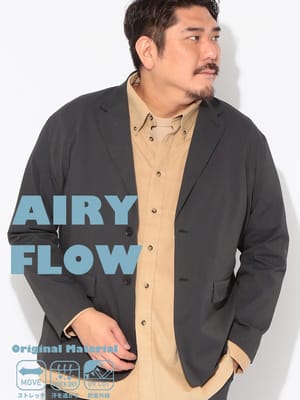 AIRYFLOW (エアリーフロー) テーラードジャケット ストレッチ 吸水速乾 無地 シングル アウター ビジネス フォーマル ビジカジ オールシーズン可能