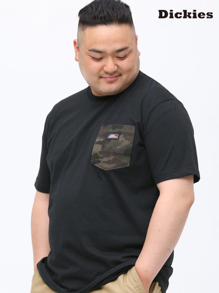 大きいサイズ メンズ GENUINE DICKIES (ジェニュインディッキーズ) 天竺 切り替えポケット クルーネック 半袖 Tシャツ