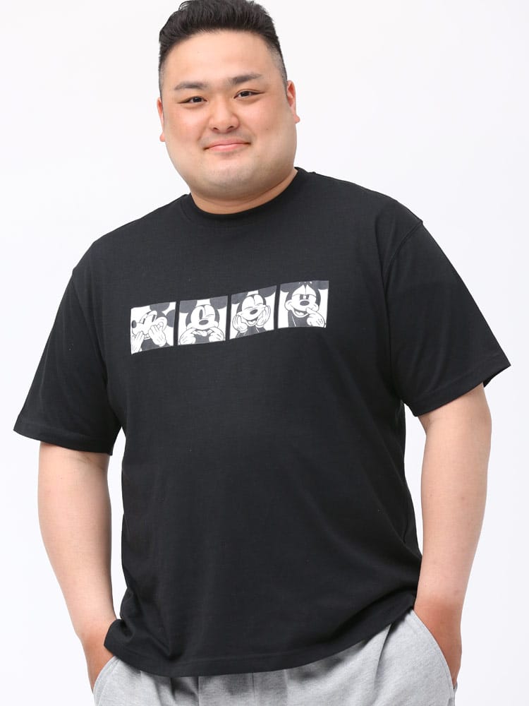 大きいサイズ メンズ DISNEY (ディズニー) 消臭抗菌 天竺 プリント クルーネック 半袖 Tシャツ