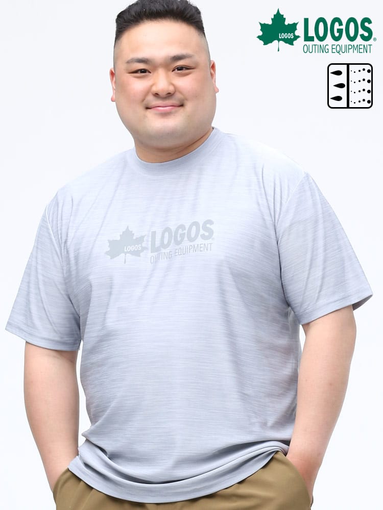 大きいサイズ メンズ LOGOS (ロゴス) 吸汗速乾 カチオン メランジ リフレクタープリント クルーネック 半袖 Tシャツ