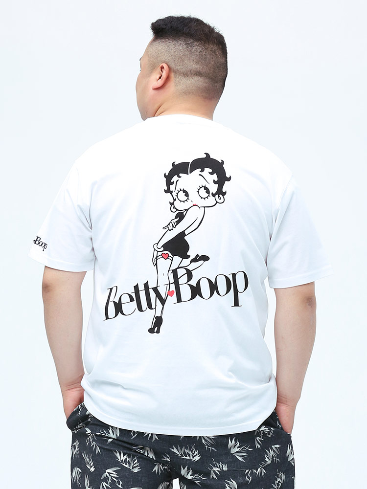 大きいサイズ メンズ Betty Boop (ベティブープ) 抗菌消臭 天竺 ベティちゃん バックプリント クルーネック |  大きいサイズの服【サカゼン公式通販】