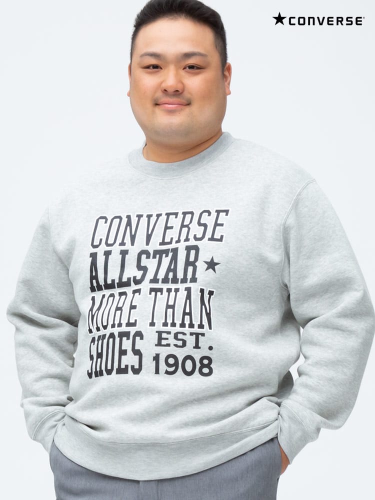 大きいサイズ メンズ CONVERSE (コンバース) 裏起毛 フロントプリント クルーネック トレーナー