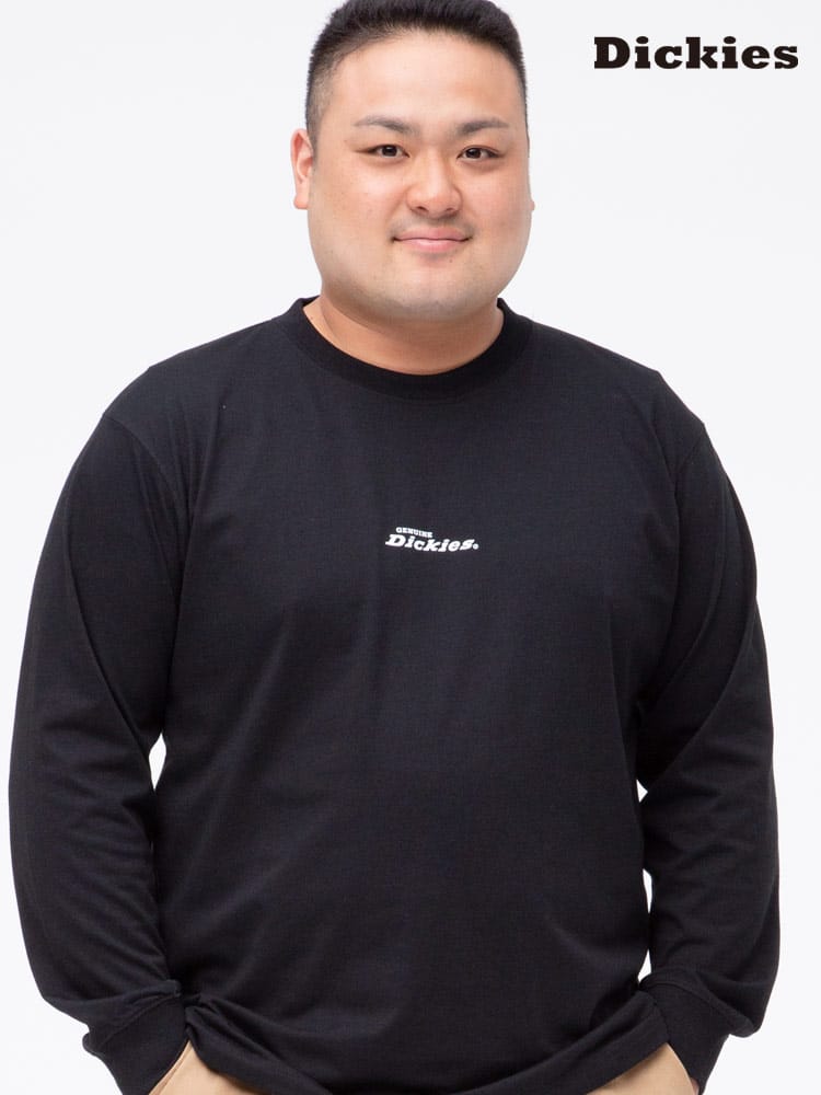 大きいサイズ メンズ GENUINE DICKIES (ジェニュインディッキーズ) 天竺 バックプリント クルーネック 長袖 Tシャツ ロンT