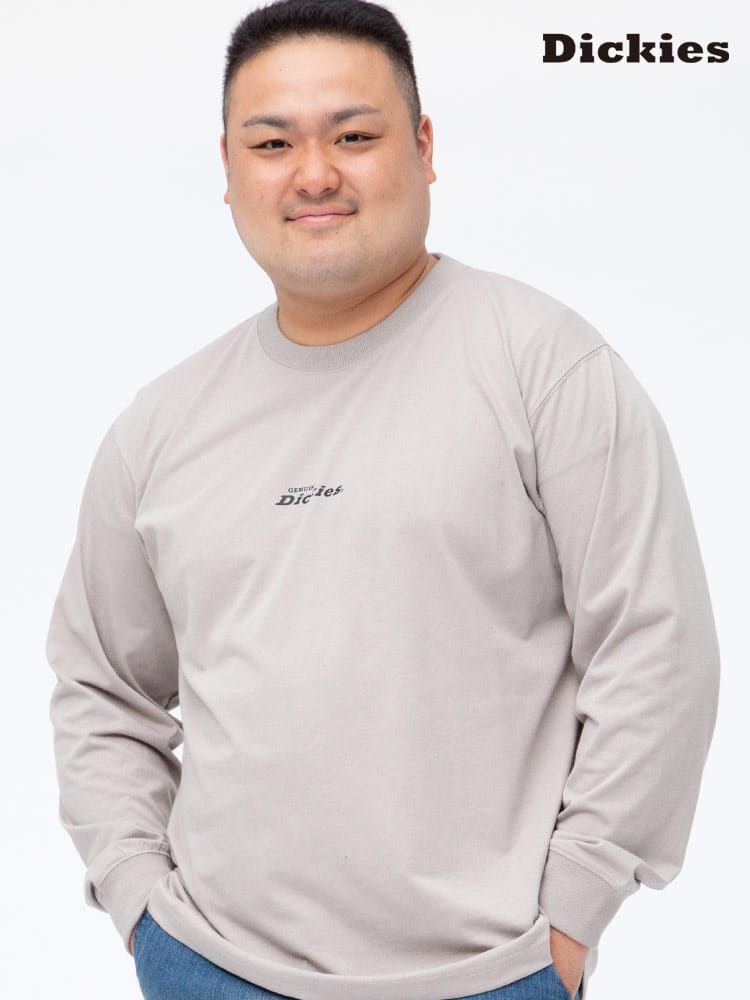 大きいサイズ メンズ GENUINE DICKIES (ジェニュインディッキーズ) 天竺 バックプリント クルーネック 長袖 Tシャツ ロンT