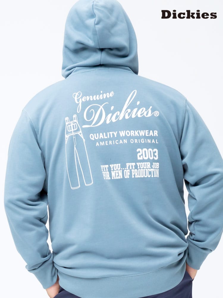 大きいサイズ メンズ GENUINE DICKIES (ジェニュインディッキーズ) 裏毛 バックプリント フルジップ パーカー