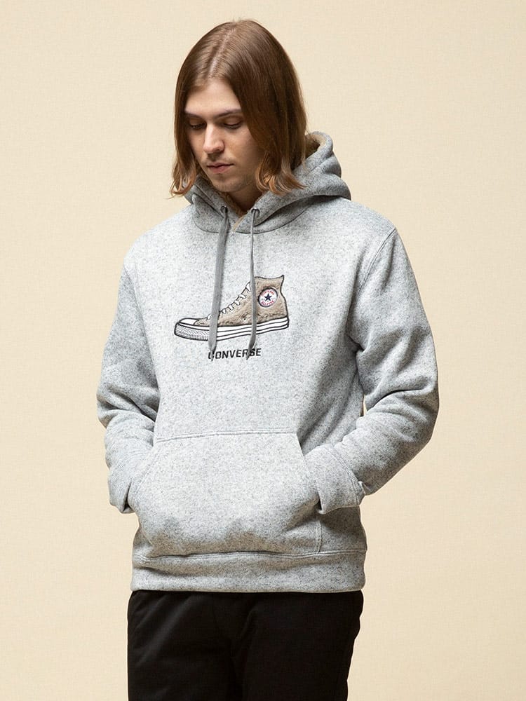 CONVERSE (コンバース) 裏フリース スニーカーボア プルオーバー ニット パーカー