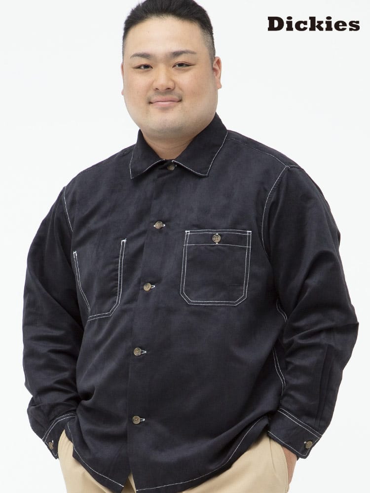 大きいサイズ メンズ GENUINE DICKIES (ジェニュインディッキーズ) ポリスエード ポケット 長袖 ワークシャツ