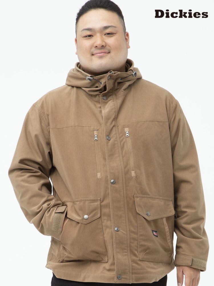 大きいサイズ メンズ GENUINE DICKIES (ジェニュインディッキーズ) コーデュロイ フード フルジップ パーカー