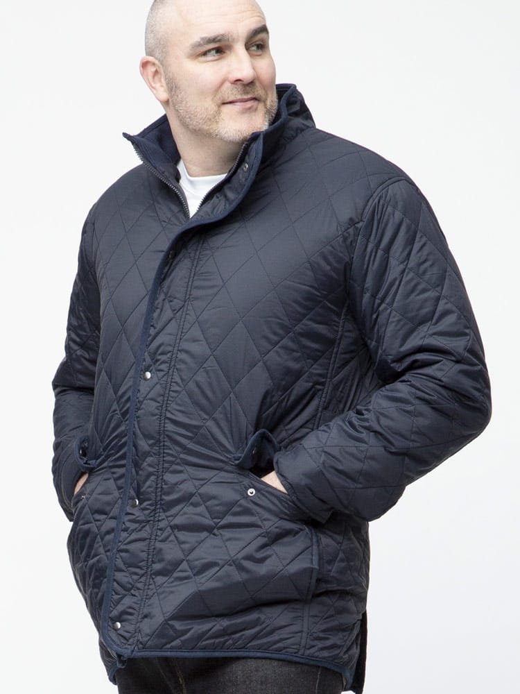 大きいサイズ メンズ LOUIS CHAVLON (ルイシャブロン) 吸湿発熱 撥水 ボタンジップ スタンド キルト中綿 ハーフコート