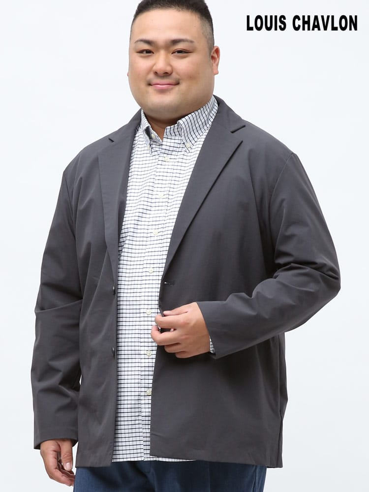 大きいサイズ メンズ LOUIS CHAVLON (ルイシャブロン) ストレッチ 裏面サラッと シングル 2ツ釦 ジャケット