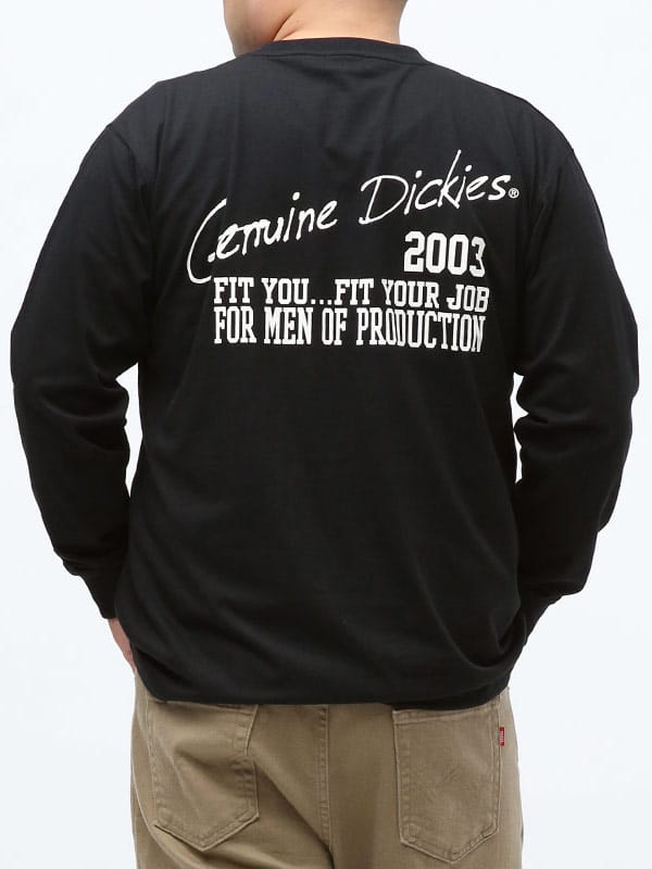 大きいサイズ メンズ GENUINE DICKIES (ジェニュインディッキーズ) 天竺 バックプリント クルーネック 長袖 Tシャツ ロンT