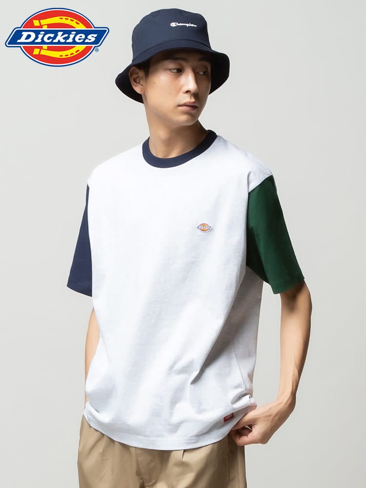 Dickies (ディッキーズ) 綿100％ ミニワッペン付き クルーネック 半袖 Tシャツ